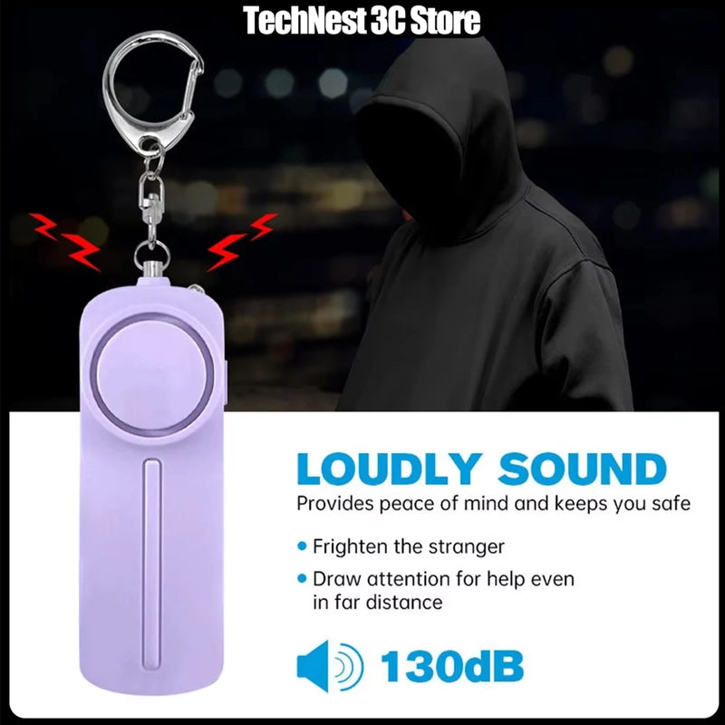 130dB Panic Alarm Keychain Portable Self Defense Emergency Scream Alert Anti-Wolf Safety Alarm For Women Teen Girls Children