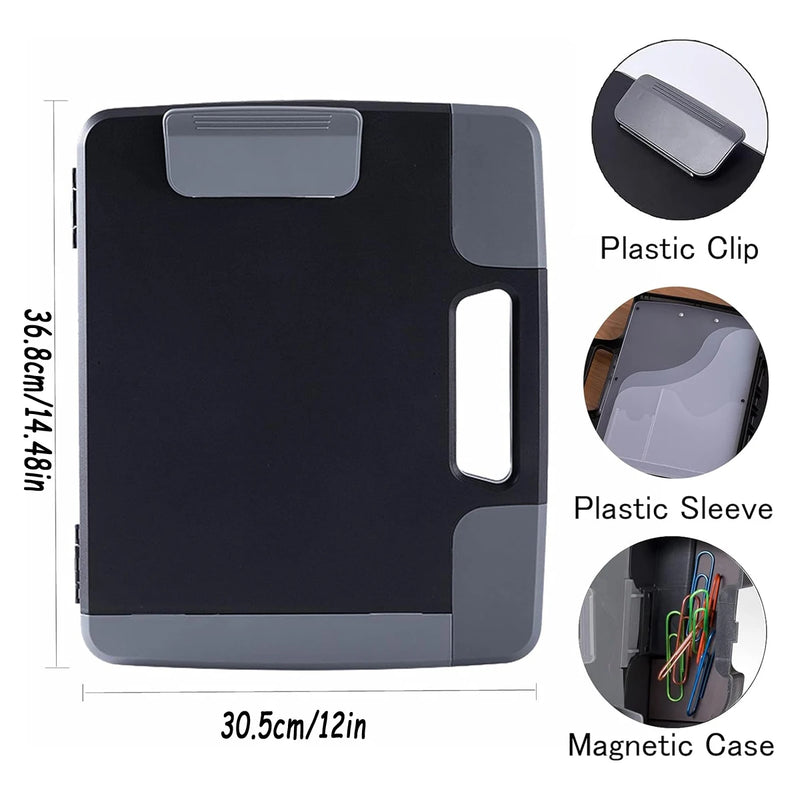 1pc portable clipboard with storage, plastic storage clipboard with handle, clipboard box with side opening