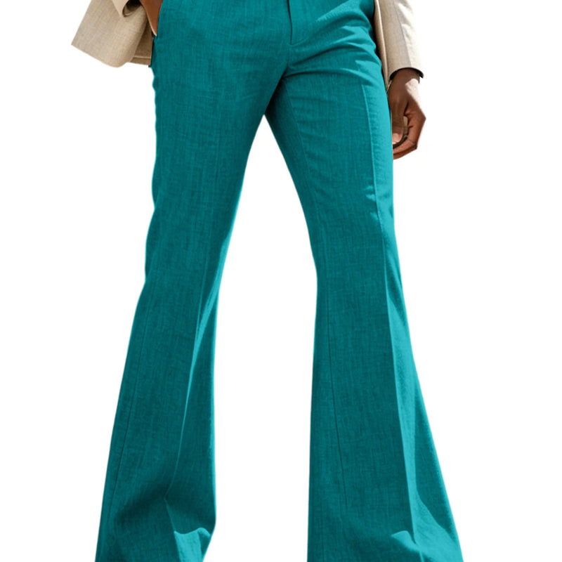Men's Linen Flare Suit Pants Retro High Waist Slim Fit - View 18 | SAMAG