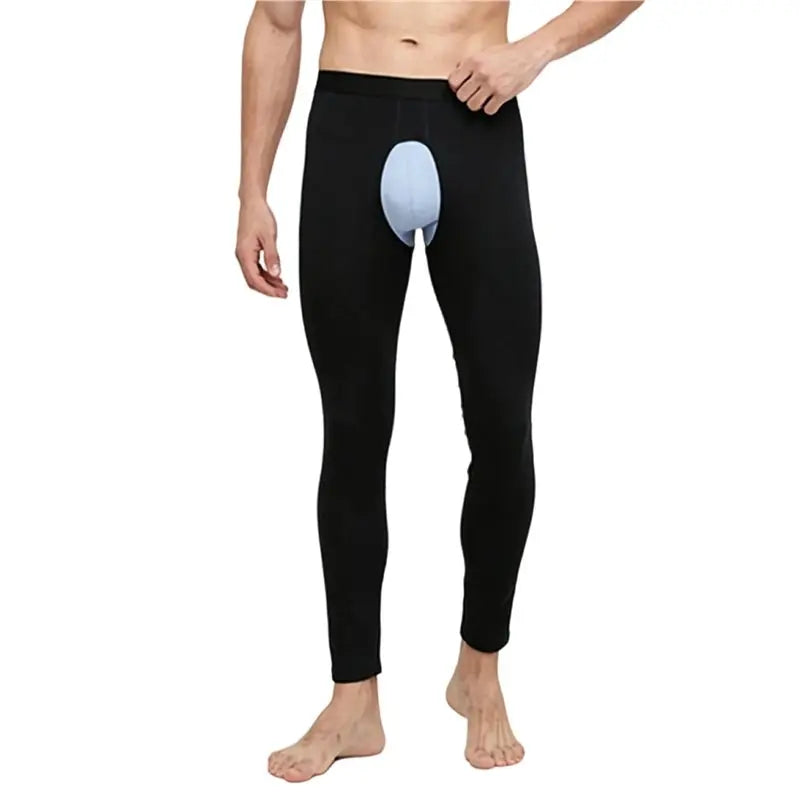 Mens Open Fly Breathable Cotton Thermal Long Johns Black S Eco-Friendly