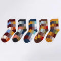 5Pair Pack New Men's Socks Colorful Grid Casual Business | SAMAG