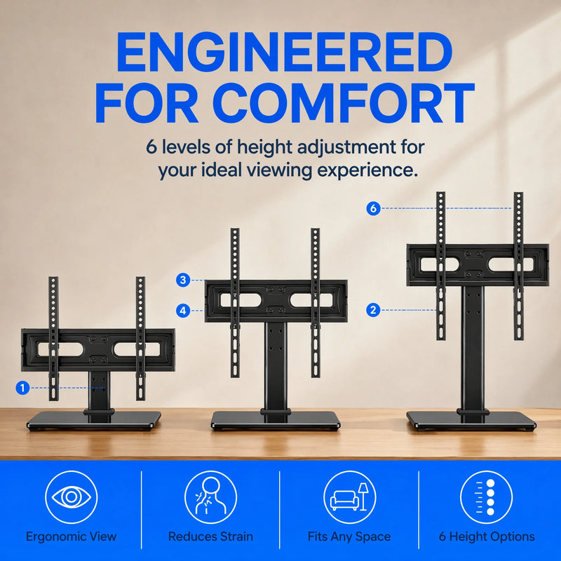 Universal Swivel TV Stand Legs for 32-65 inch TVs, Height Adjustable Tabletop Mount Holds up to 88lbs, Table Television Stands for Livingroom & Bedroom, Universal VESA 400x400mm
