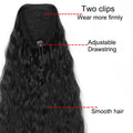 22Inch Synthetic Long Kinky Curly Ponytail Hair Extension Drawstring Wrapped Clip in Hair Black Hairpiecefor Women