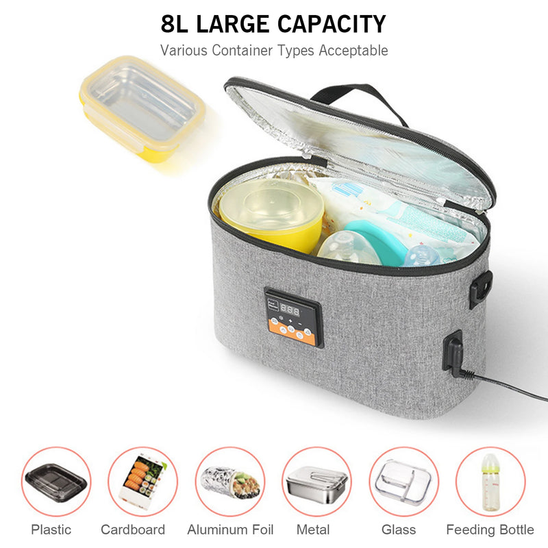 Portable Oven Car Food Warmer Personal Mini Oven with Digital Display 8L Electric Heating Lunch Box for Trip Camping Picnic