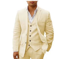3 piece Linen Summer Men Suits for Wedding Groom Tuxedos 2026 Casual Beach Custom Man Suit Set Jacket Vest with Pants Man Fahion