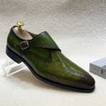 British Style Calfskin Monk Shoes Men's Loafers Green Slip-on Formal Party Shoes Men's Buckled Suit Dress Shoes