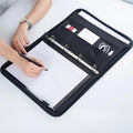 Large Black Business Portfolio File Document Folder Zipper A4 Paper Organizer Bag Padfolio Binder Briefcase Conference Office..