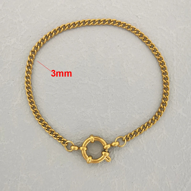 QMHJE Stainless Steel Bracelet Women Men Anchor Clasp Beads Chain Sailor Wheel Geometric Link Basic DIY - Visuel 7 | SAMAG