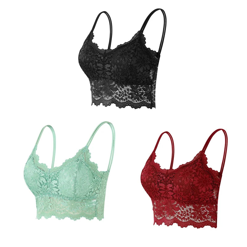 Women's Lace Bras Top Comfortable Bralette Solid Color - Visuel 18 | SAMAG