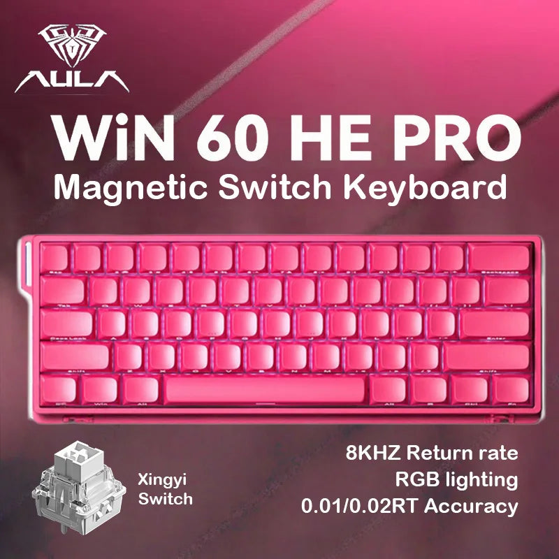 AULA WiN 60 Magnetic Axis Keyboard RT Custom Mechanical Wired Connection for Gaming with Webdriver for 8K Response Rate