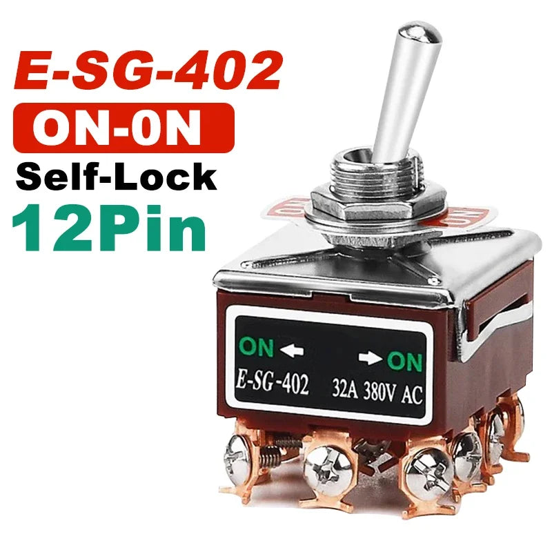 High Current Toggle Switch 2/3/4/6/8/9/12Pin Self Reset/Self-locking Switch Copper Pin 32A 250VAC Push Button Switch