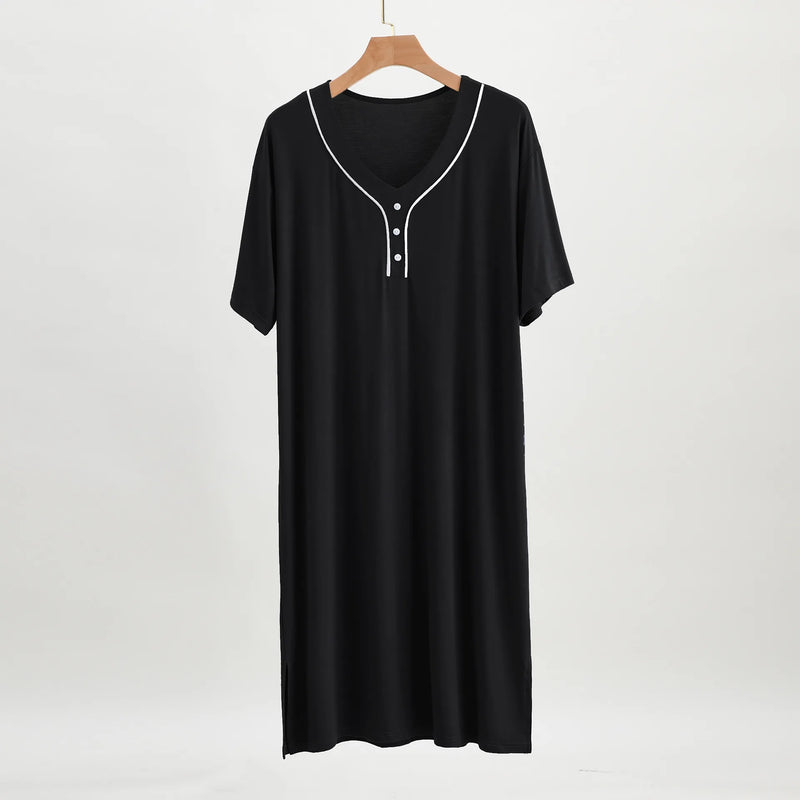2026 Spring Summer Men's Modal Robes Pajamas Shower Mid-long Knee Length Thin Bathrobe Loose Plus Size Man Homewear Sleep Dress
