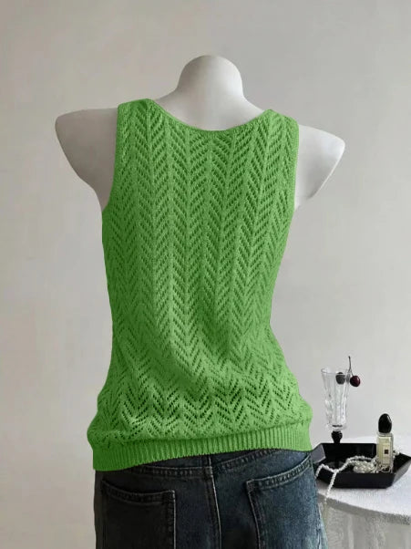 Ladies Elegant Solid Color Knitted Vest Summer Thin Layer - View 2 | SAMAG