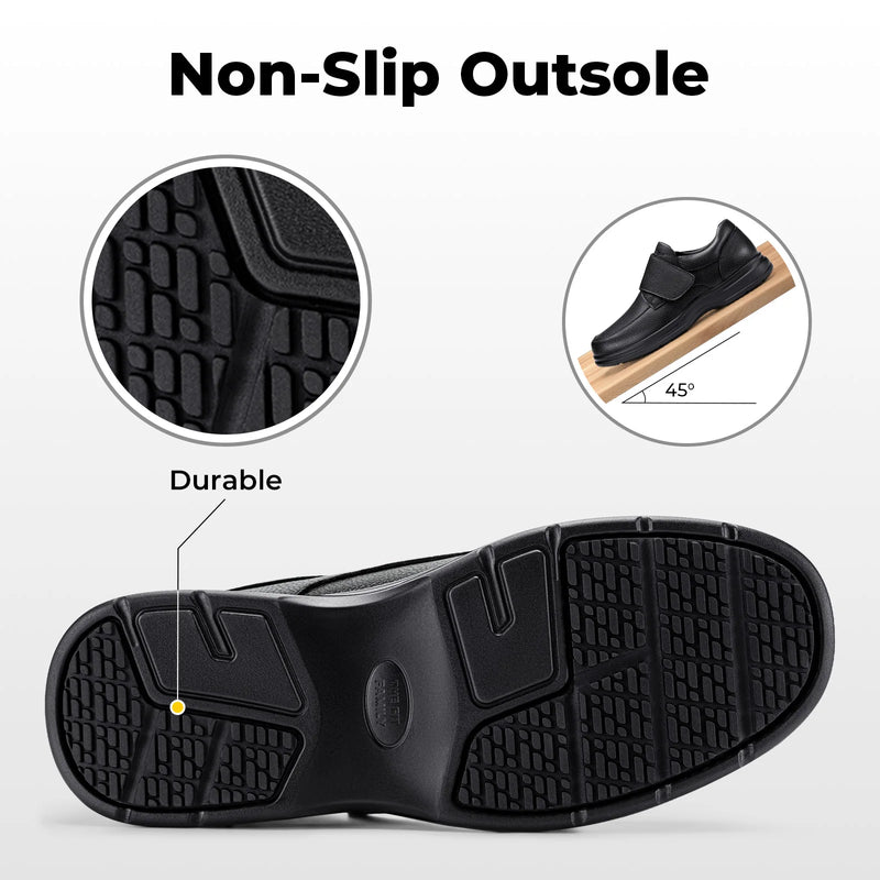 FitVille Men'S Extra Wide Diabetic Leather Dress Shoes, Roomy Wide Toe Box, Built-In Arch Support Orthopedic Shoes, Pain Relief For Swollen Feet, Edema, Plantar Fasciitis, Bunions & Neuropathy