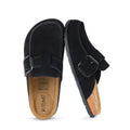 Smile Popcorn Genuine Suede Clogs for Women Cork Footbed Leather Mules Slip On with Comfort Memory Foam and Adjustable Buckle