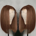 Chocolate Brown Bob Wigs 13x4 Lace Front Wig Bob Human Hair Brown Straight 200% Full Density Transparent Lace Frontal Wigs Bob Hair