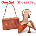 New Arrival Nigeria Women Designer Shoes and Bags Decorated with Rhinestone Wedding Italian Shoes Bag Set Pumps Women Luxury