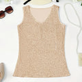 Sequined V-Neck Vest, Elegant and Sexy Sleeveless Top, Suitable for Summer and Spring, Women's Clothing