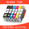 1SET 570 571 PGI-570 CLI-571 Ink Cartridge Compatible For Canon PIXMA MG5750  MG5751 MG5752 MG6850 TS6050  TS5050 TS5051 Printer