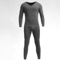 Men's Thermal Underwear Set, Fleece-Lined and Thickened, Basic Seamless Cotton Base Layer Top and Bottom for Autumn and Winter