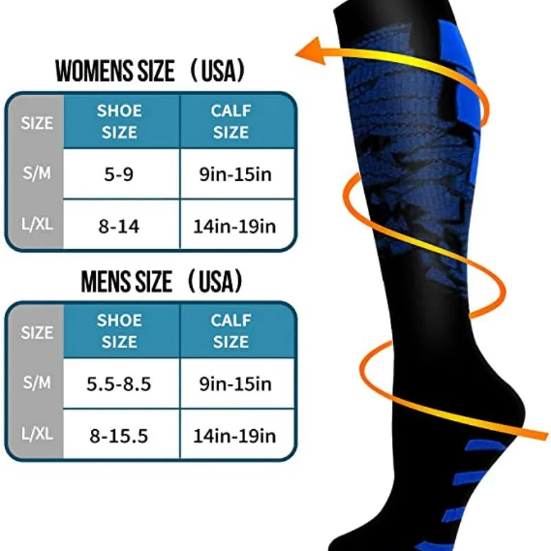 Compression Socks Running Sports Socks Medical Nursing 20-30mmhg for Flight Travel Pregnancy Edema Diabetes Varicose Veins Socks