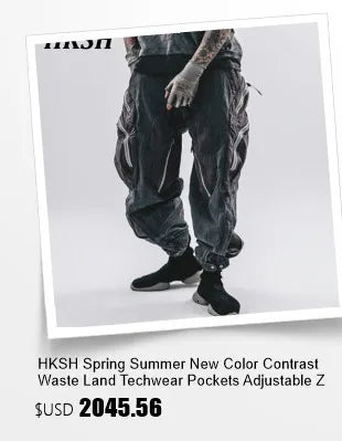 HKSH Spring Summer New Men's RO Style Round Collar Printed T-shirt Oversized Chic Cotton Chic Top American Loose Y2K Tees HK4638
