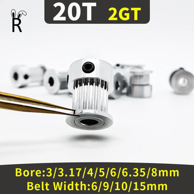 20Teeth 2GT Timing Pulley Bore 3/4/5/6/8mm Belt Width | SAMAG