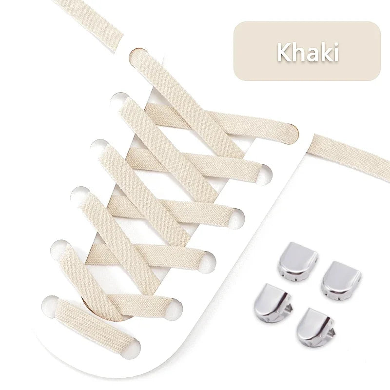 1Pair Elastic Laces Sneakers Tennis Flat Shoelaces No Tie Shoe Laces Without Ties Kids Adult 8mm Wide Shoelace Shoes Accessories