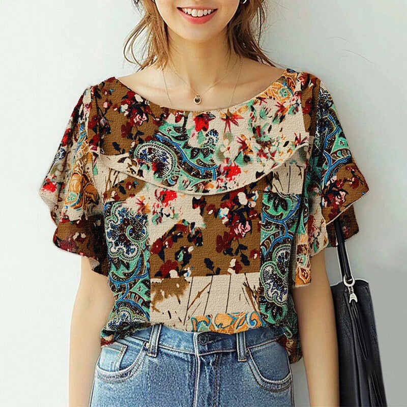 ZANZEA Summer Women Chiffon Blouse Elegant Ruffle Short - View 18 | SAMAG