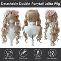 Blonde Pigtail Wig Long Curly Sweet Lolita Wigs with Bangs Heat Resistant Synthetic Hair For Women Halloween Cosplay Party Daily