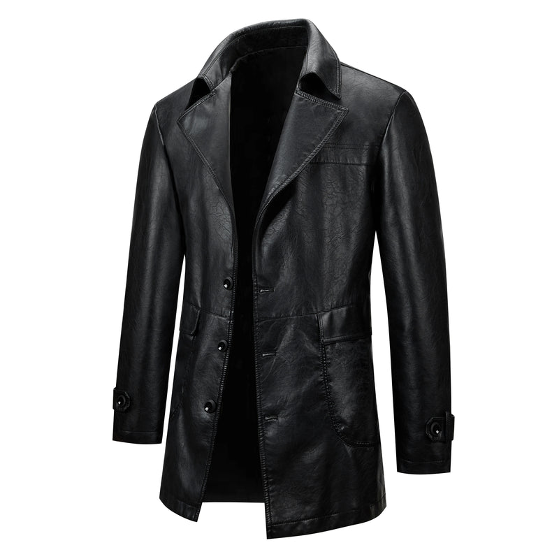 Men's 3 Buttons, Vintage Motorcycle Imitation Faux Leather Suit, Faux Leather Jacket, Business Casual, Large Lapel Suit Jacket
