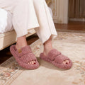 Litfun Winter Fluffy Women's Slippers Anti-slip Open-toe Slides Soft Sole Indoor Slides Furry Warm Cozy Bedroom Women's Slippers