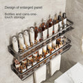 Light luxury kitchen multi-functional storage rack wall-mounted spice rack hole-free seasoning stainless steel wall storage rack