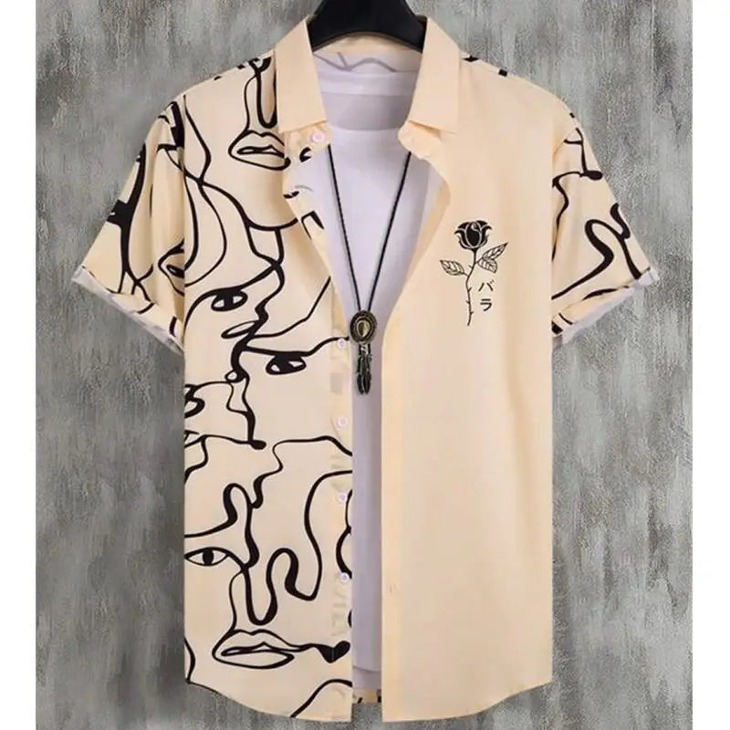 Hawaiian Men'S Shirt 3d Flower&Text Printing Beach Party | SAMAG