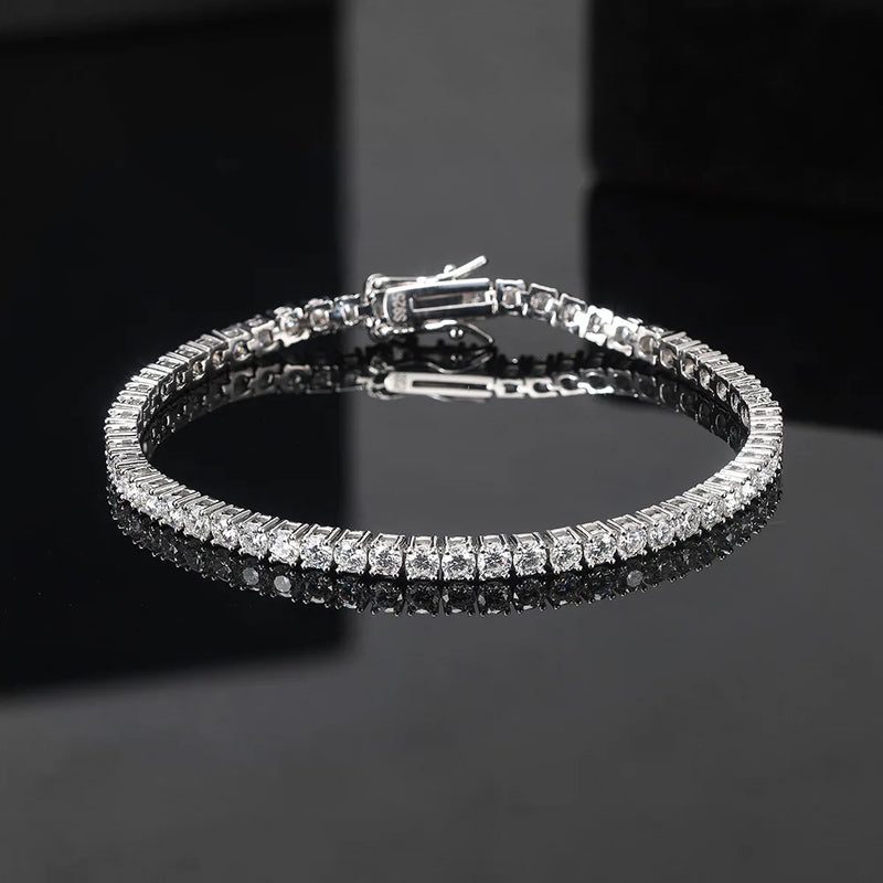 New 925 Sterling Silver 3MM Tennis Bracelet Shining Classics for Women Fashion Simple Engagement Wedding - Visuel 5 | SAMAG