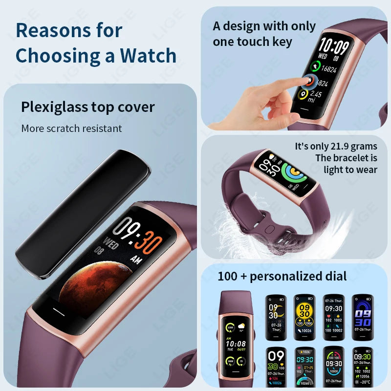 2026 Sport Smart Bracelet Fitness Tracker Health Monitor For Women Band Lightweight Waterproof Men's Smart Watch For Android Ios