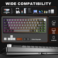 YUNZII AL68 Silver Wireless Custom Mechanical Keyboard, QMK/VIA Aluminum Keyboard, Hot Swap Gasket Gaming Keyboard with Knob