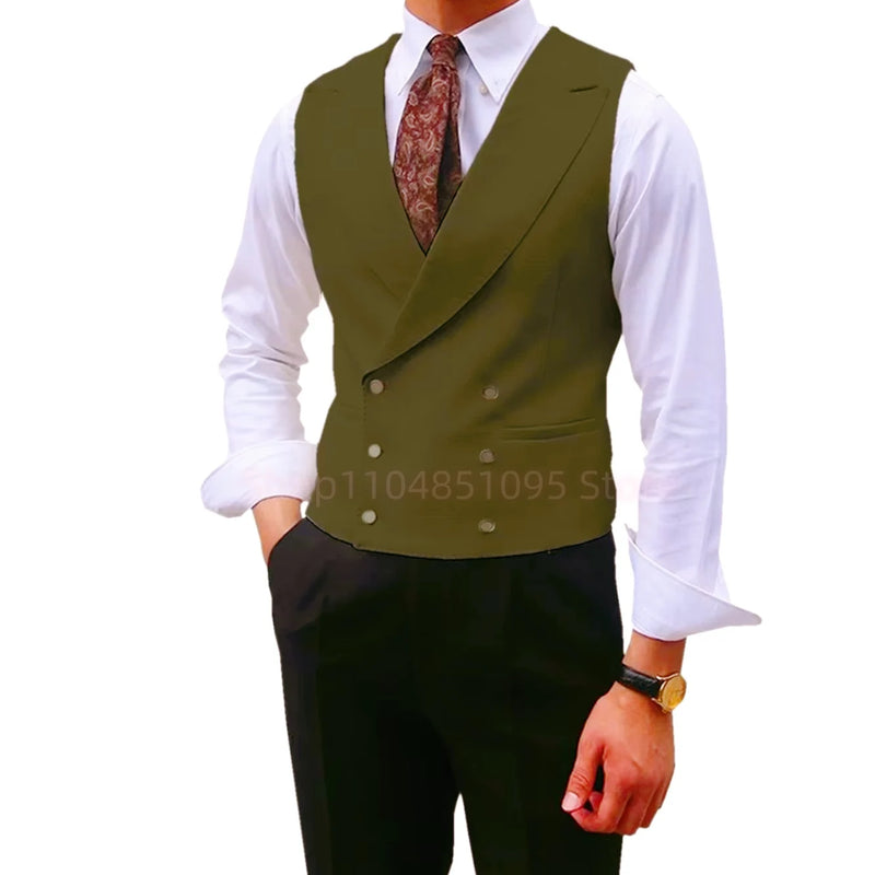 Fashion Solid Vests for Men Casual Style Sleeveless Male Fashion Waistcoat 1 Piece Slim Fit Beach Prom Party Suits Vest