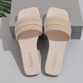2026 New Women's Flat Bottom Sandals  Summer New Style Beaded Rhinestone Shoes Womens Outdoor Fashion Slippers