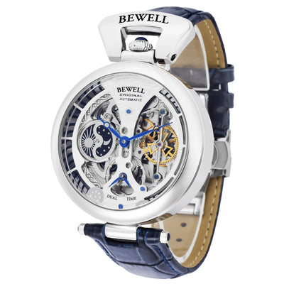 High - End Waterproof Automatic Mechanical Watch with Genuine Leather Strap And Stainless Steel Transparent Back | SAMAG