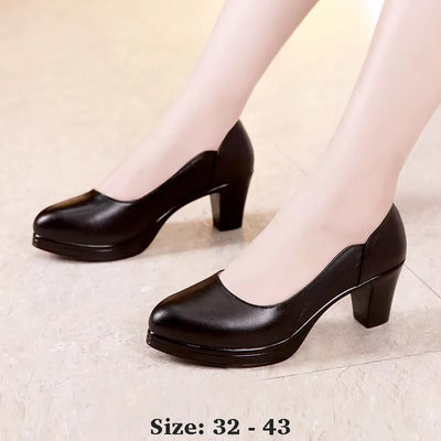 Leather shoe for women 6cm 8cm high heel platform point | SAMAG