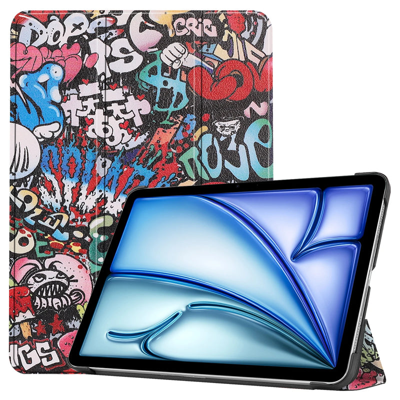 Tablets case  For Ipad air11 2024 11 inch Book Flip Cover with Stand Auto Wake Sleep  Three fold Caster hard shell