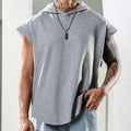 2025 Vest  Hooded Solid Color New Men's Casual Pullover Sports Men's T-shirt Sleeveless Men's Waistcoat Loose
