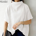 ZANZEA Causal Pure Cotton Blouse Summer Women Solid | SAMAG