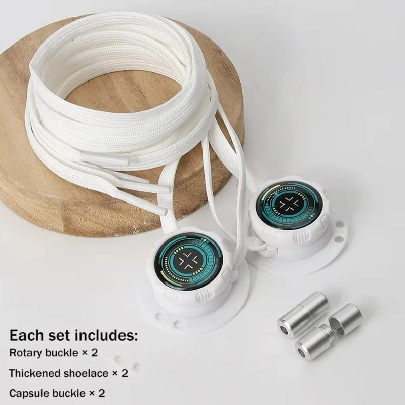 1 Pair Wide Flat Design No-Tie Shoelaces Rotating Buttons Quick-Adjust Quick-Adjust Laces Casual No-Tie Flat Laces Sports Shoes