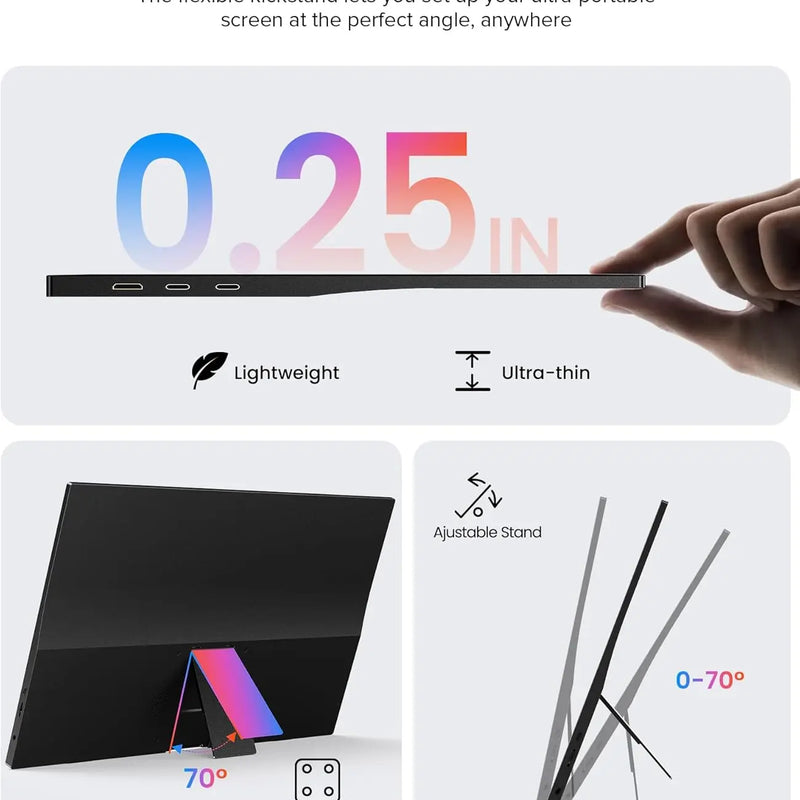 XAITH  UCKY 15.6Inch Portable Monitor FHD1080P IPS HDR Screen Second Monitor External Screen for MAC Laptop PC Xbox/PS/Switch