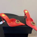 2026Women's new satin pointed toe toe water diamond high heels slippers party wedding high heels women's sandals