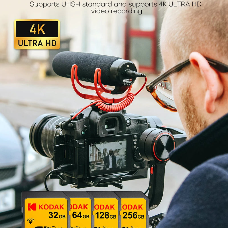 KODAK SD Card High speed SD Card U3 Class10 256GB 128GB 64GB 32G Full Size Flash SD Memory Card High Speed for Camera