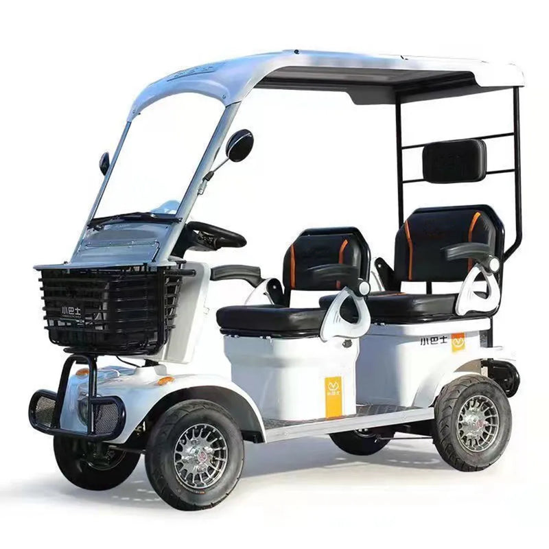 New 2 3 4 Seat Mini Bus Electric Four Wheeler With Roof Scenic Sightseeing Car Double Row Seat Scooter Electric Golf Cart