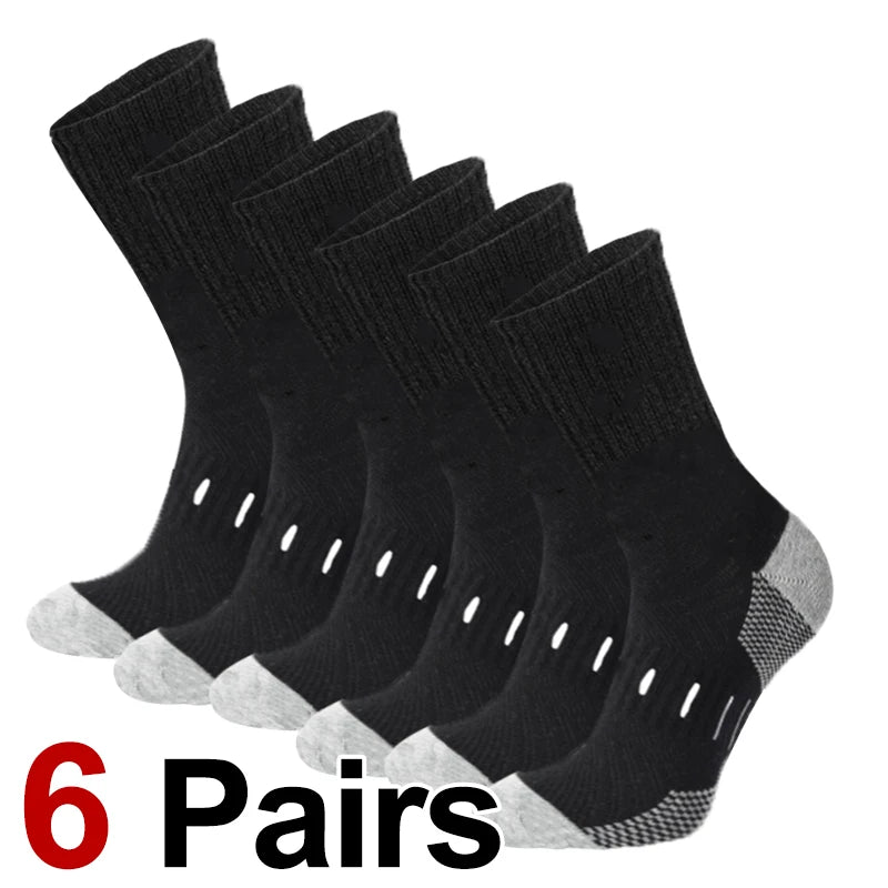 6 Pairs Men High Tube Round Neck Work Socks Moisture | SAMAG